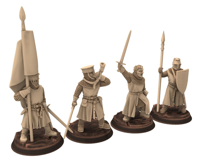 Medieval - Noble Knights foot staff, 13th century Generic Medieval Knights, 28mm Historical Wargame, Saga... Medbury miniatures