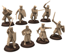 Load image into Gallery viewer, Medieval - Noble Knights foot fighting, 13th century Generic Medieval Knights, 28mm Historical Wargame, Saga... Medbury miniatures
