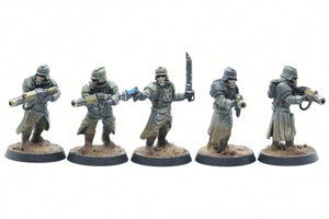 Grimguard - Evaporators, mechanized infantry, post apocalyptic empire, usable for tabletop wargame.