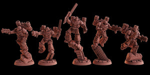 Socratis - Fire Lizard Warriors Order - x40 Shoulders, mechanized infantry, post apocalyptic empire, usable for tabletop wargame.