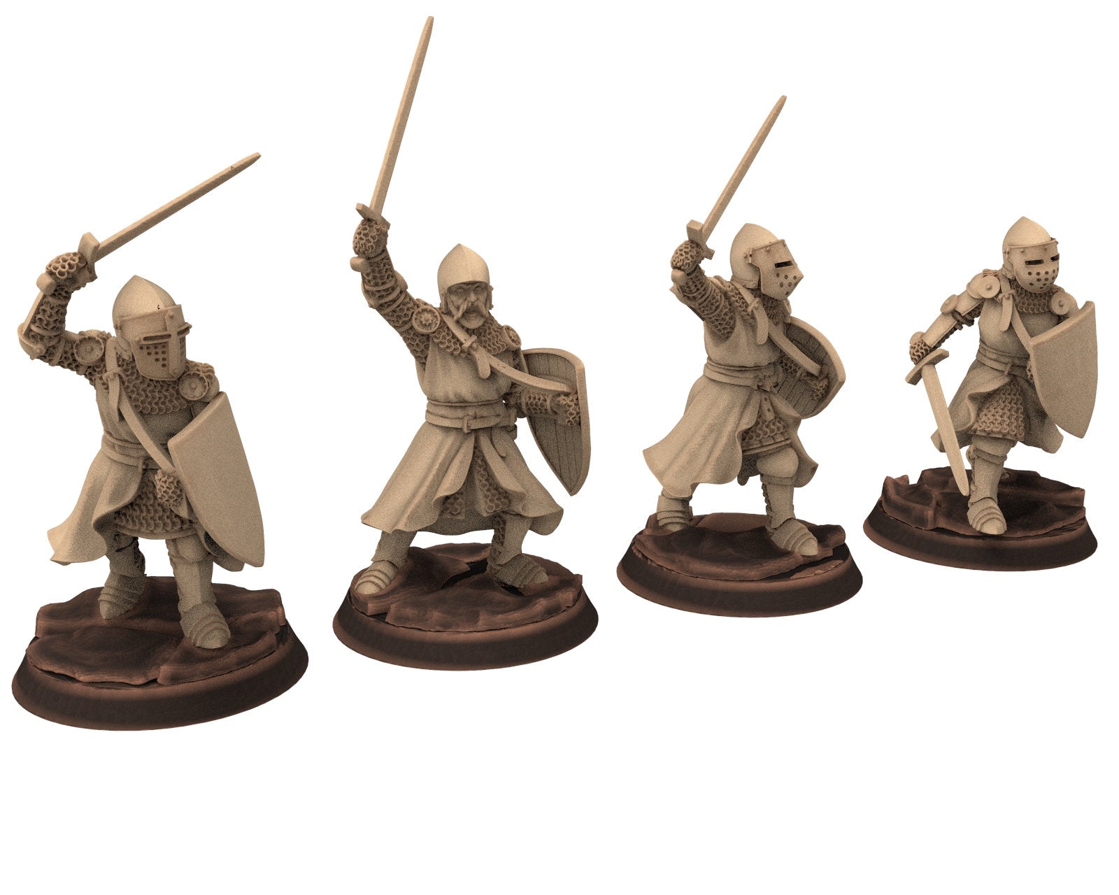 Medieval - Noble Knights on foot, 14th century Generic men at arms Medieval Knights, 28mm Historical Wargame, Saga... Medbury miniatures