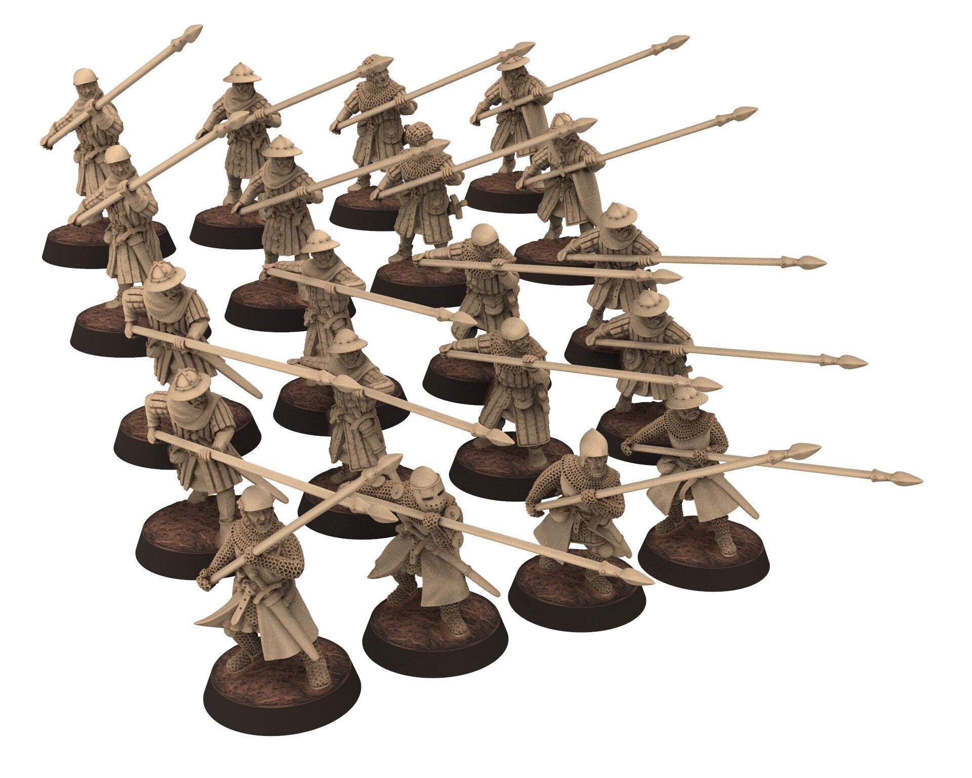 Medieval - Scotland - Scottish pikemen 1st line, 14th century Generic pikemen Medieval, 28mm Historical Wargame, Saga... Medbury miniatures