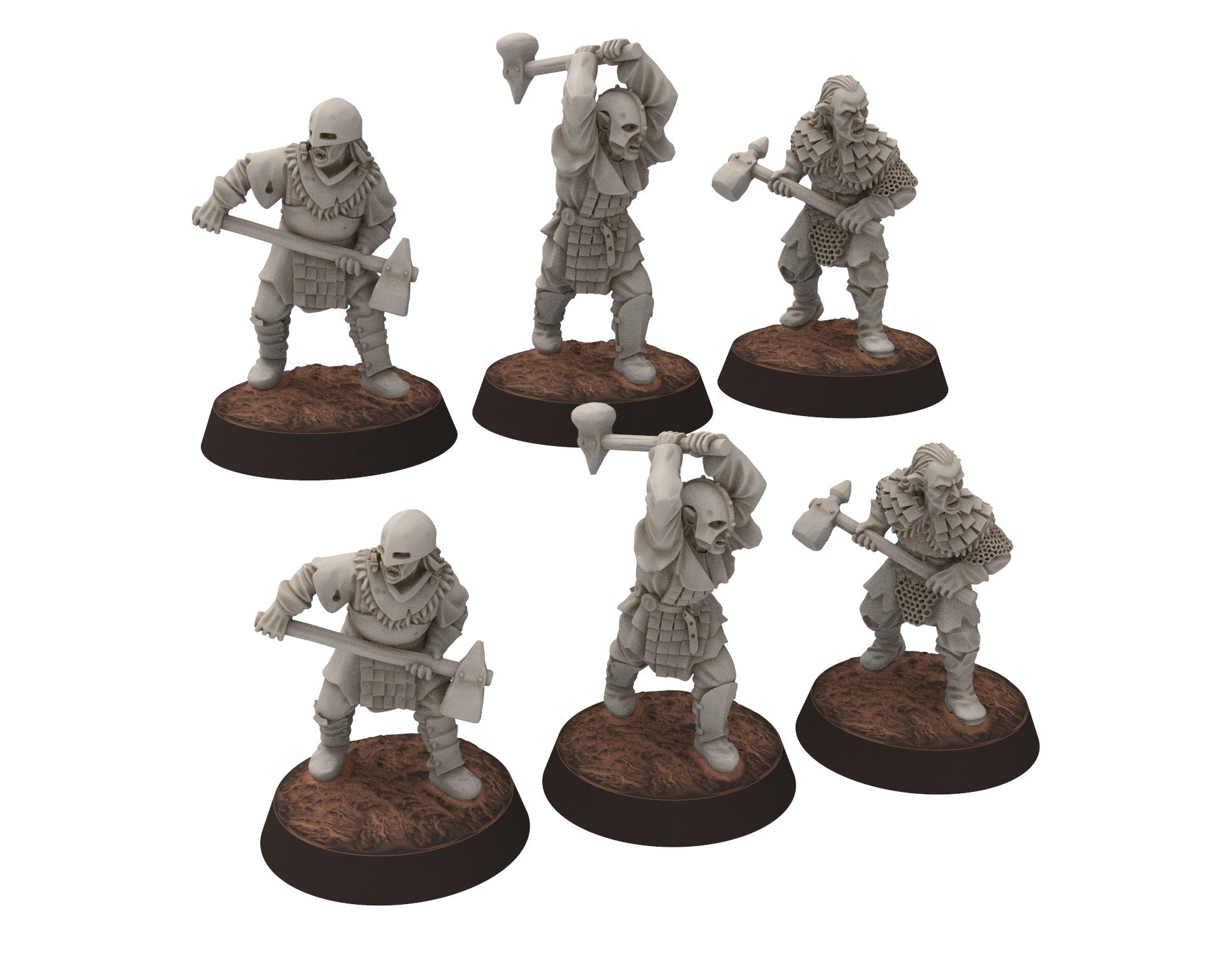 Orc horde - Orcs with 2 Handed Hammer infantry, Orc warriors warband, Middle rings miniatures for wargame D&D, Lotr... Medbury miniatures