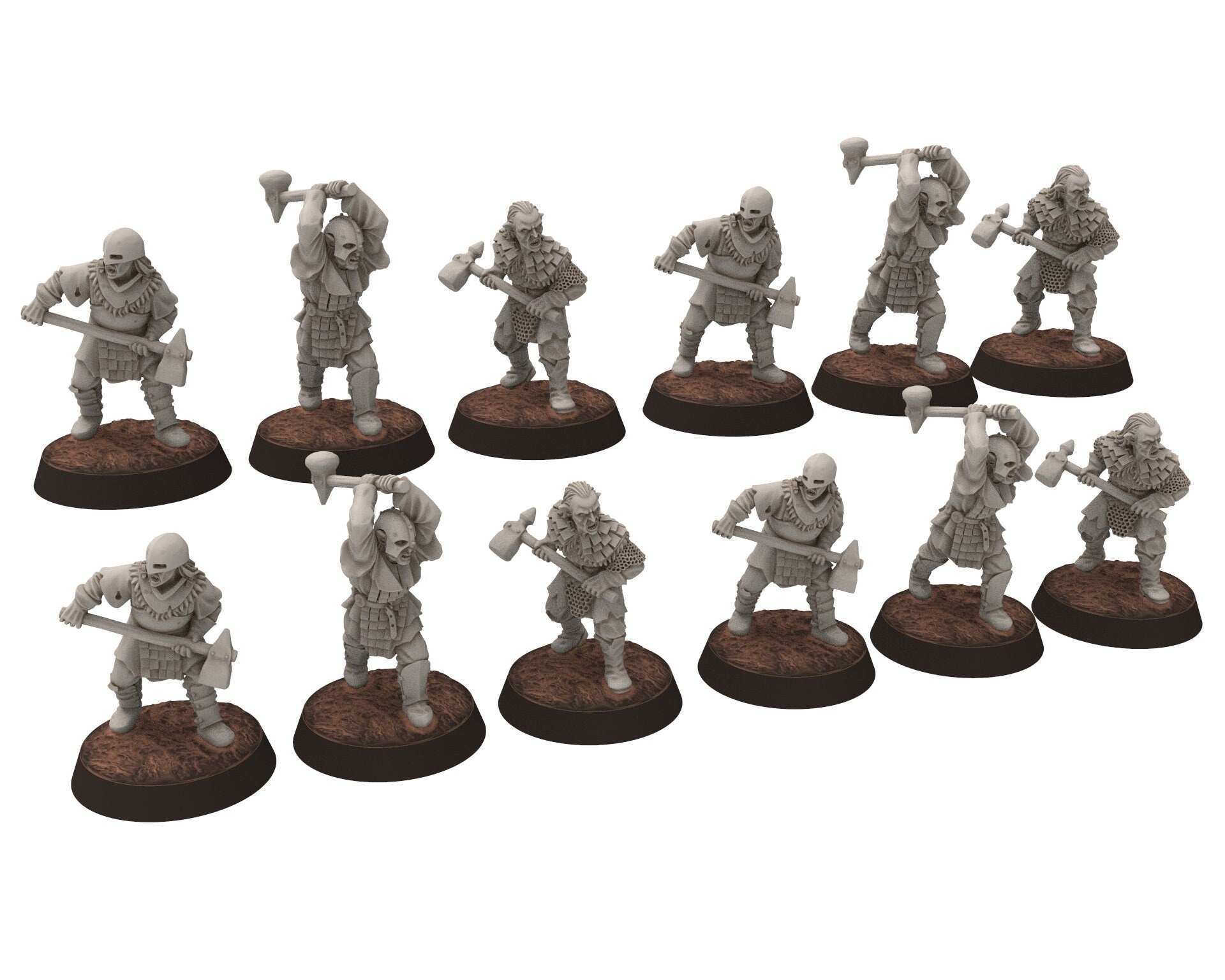 Orc horde - Orcs with 2 Handed Hammer infantry, Orc warriors warband, Middle rings miniatures for wargame D&D, Lotr... Medbury miniatures