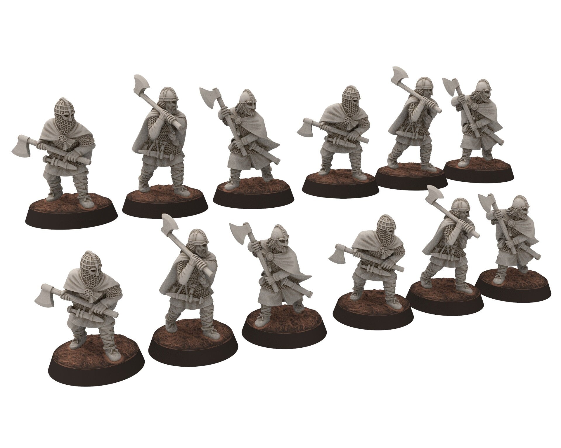 Wildmen - Wildmen heavy Axemen with larges Axes, Dun warriors warband, Middle rings miniatures for wargame D&D, Lotr... Medbury miniatures