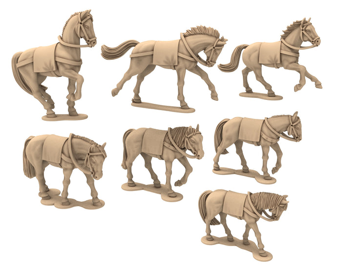 Vendel Era - x18 Warhorses for Germanic Tribe Warband, 7 century, miniatures 28mm for wargame Historical... Medbury miniature