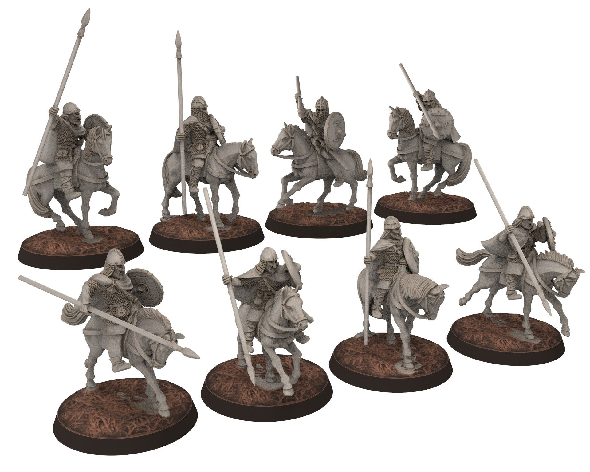 Wildmen - x18 Warhorses, Wildmen - Rohan Cavalry, Dun warriors warband, Middle rings miniatures for wargame D&D, Lotr... Medbury miniatures