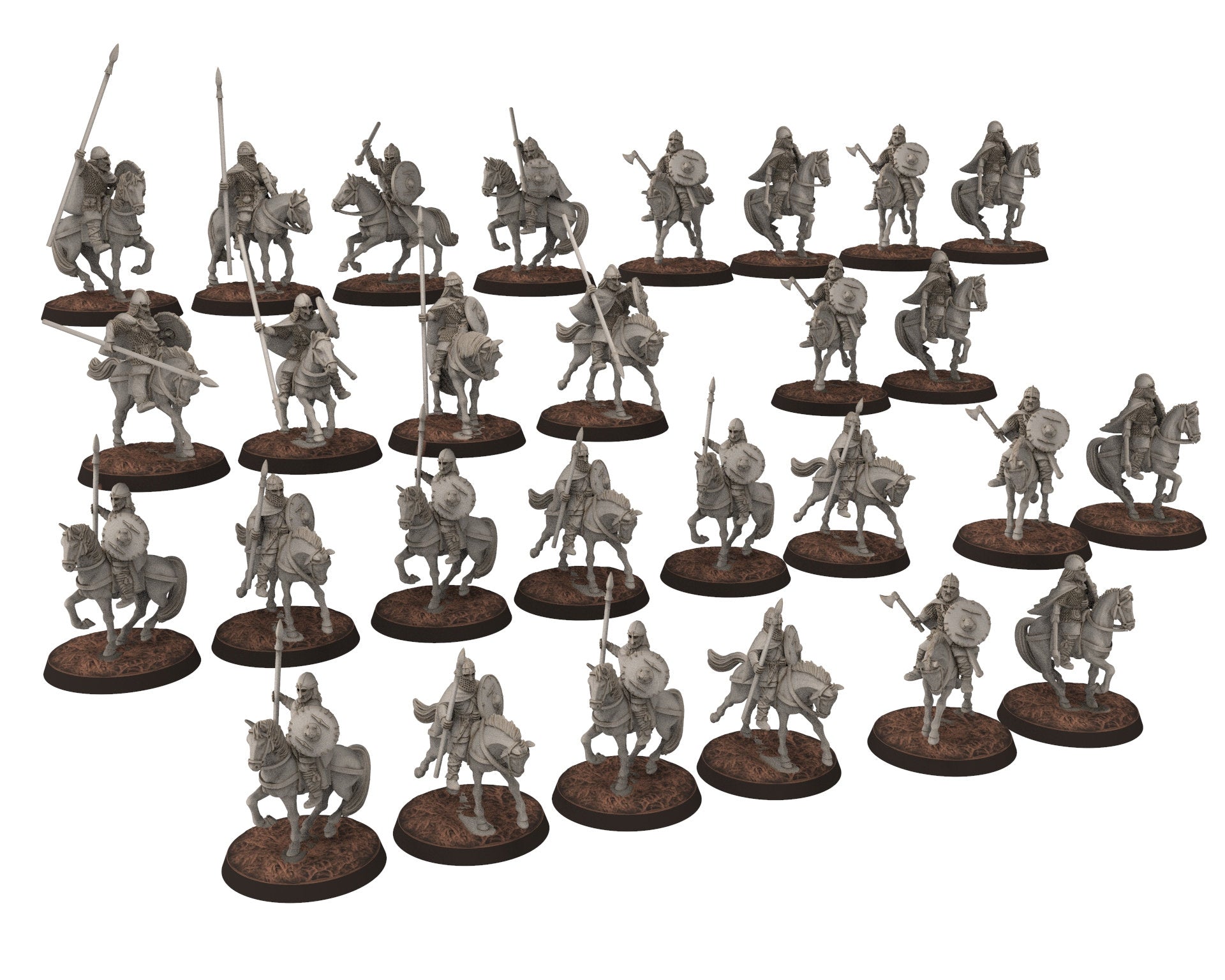 Wildmen - x18 Warhorses, Wildmen - Rohan Cavalry, Dun warriors warband, Middle rings miniatures for wargame D&D, Lotr... Medbury miniatures