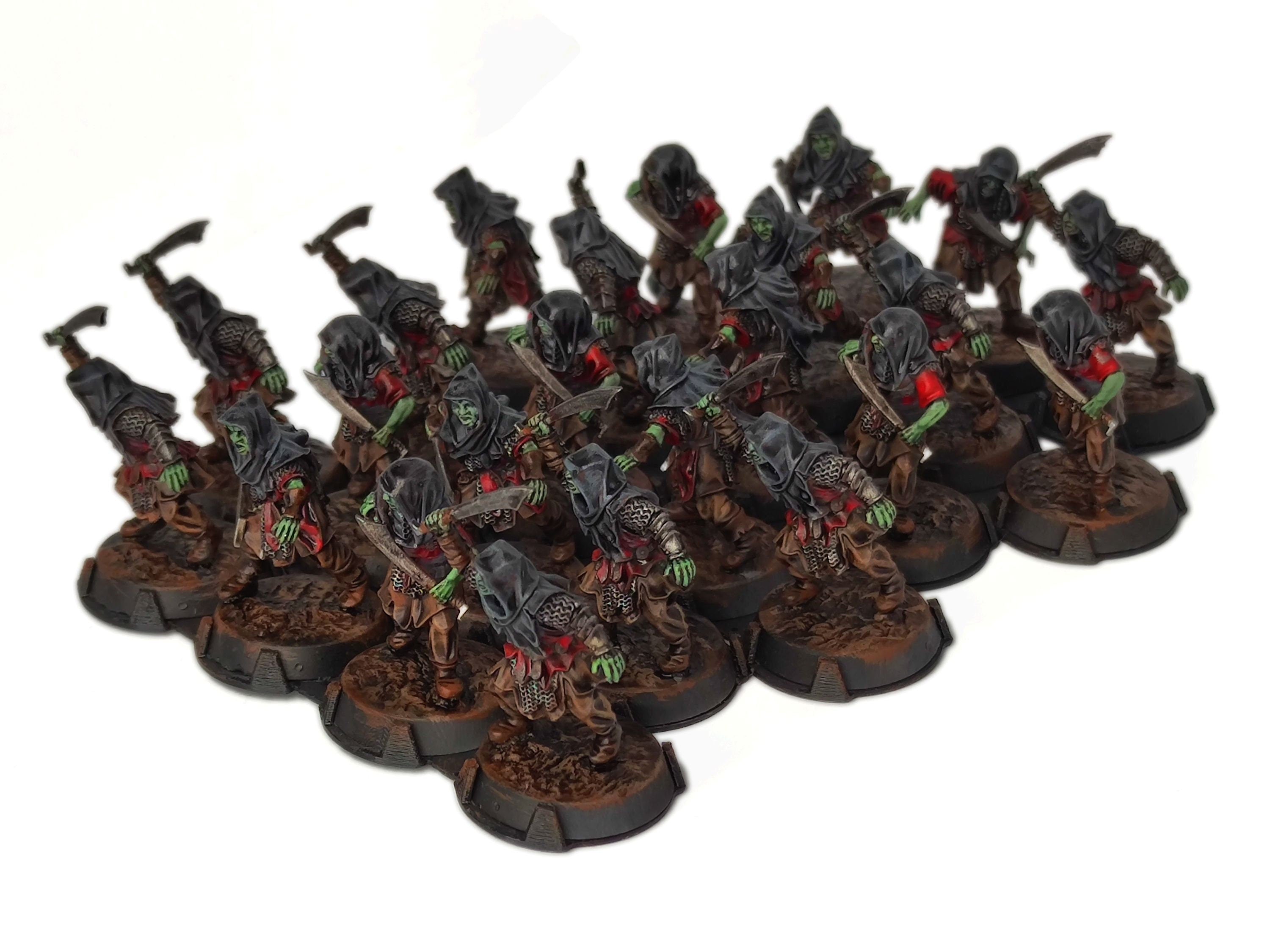 Orcs horde - Orc Scouts with Swords infantry, Orc warriors warband, Middle rings miniatures for wargame D&D, Lotr... Medbury miniatures