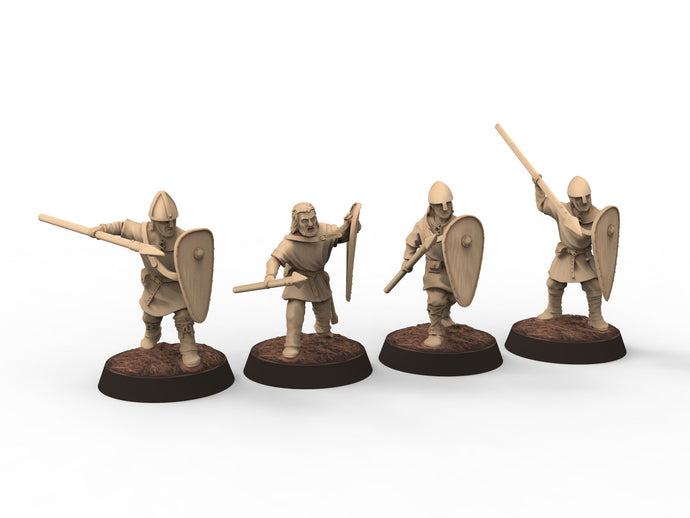 Medieval - Light spearmen, 11th century, Medieval soldiers, 28mm Historical Wargame, Saga... Medbury miniatures