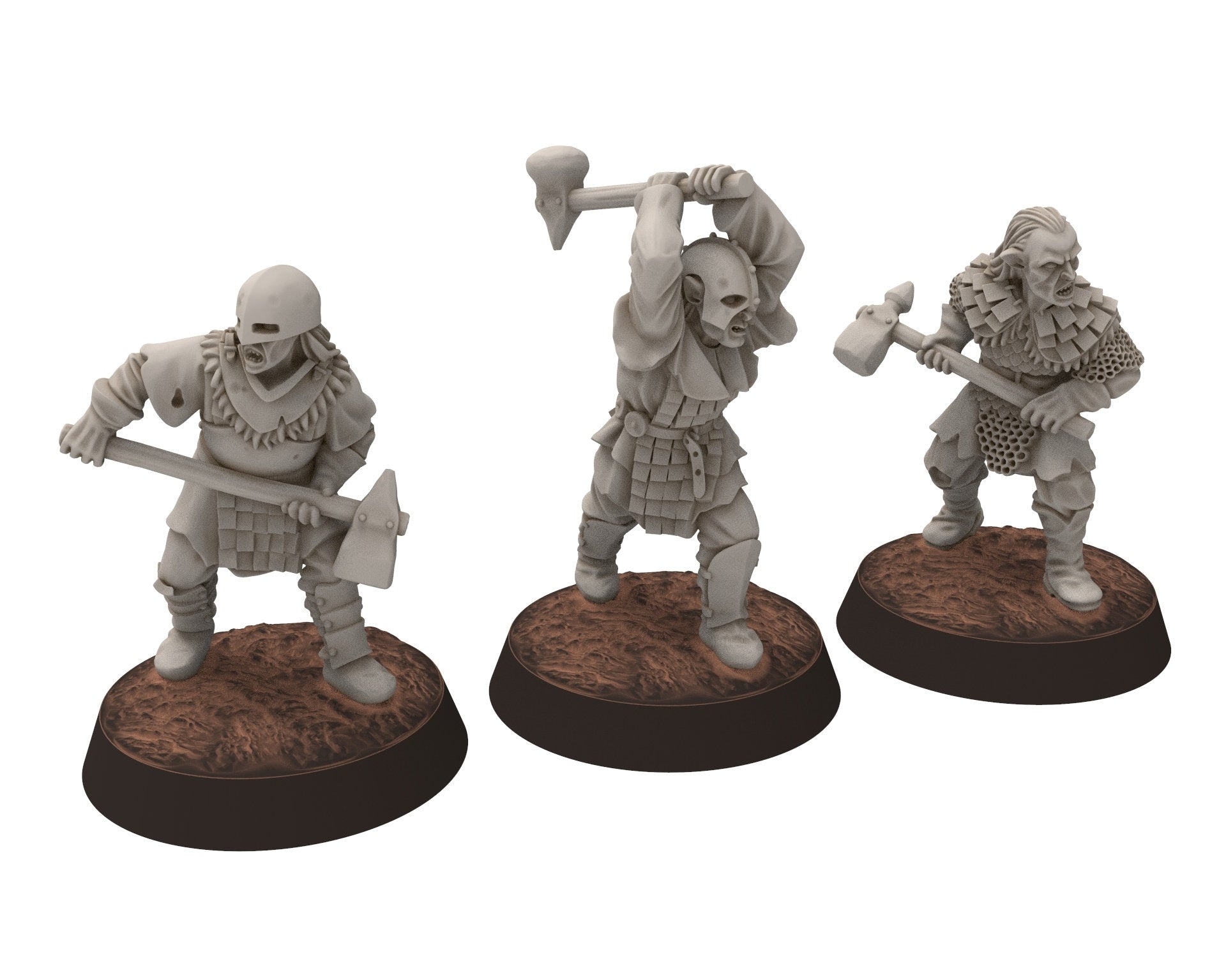 Orc horde - Orcs with 2 Handed Hammer infantry, Orc warriors warband, Middle rings miniatures for wargame D&D, Lotr... Medbury miniatures