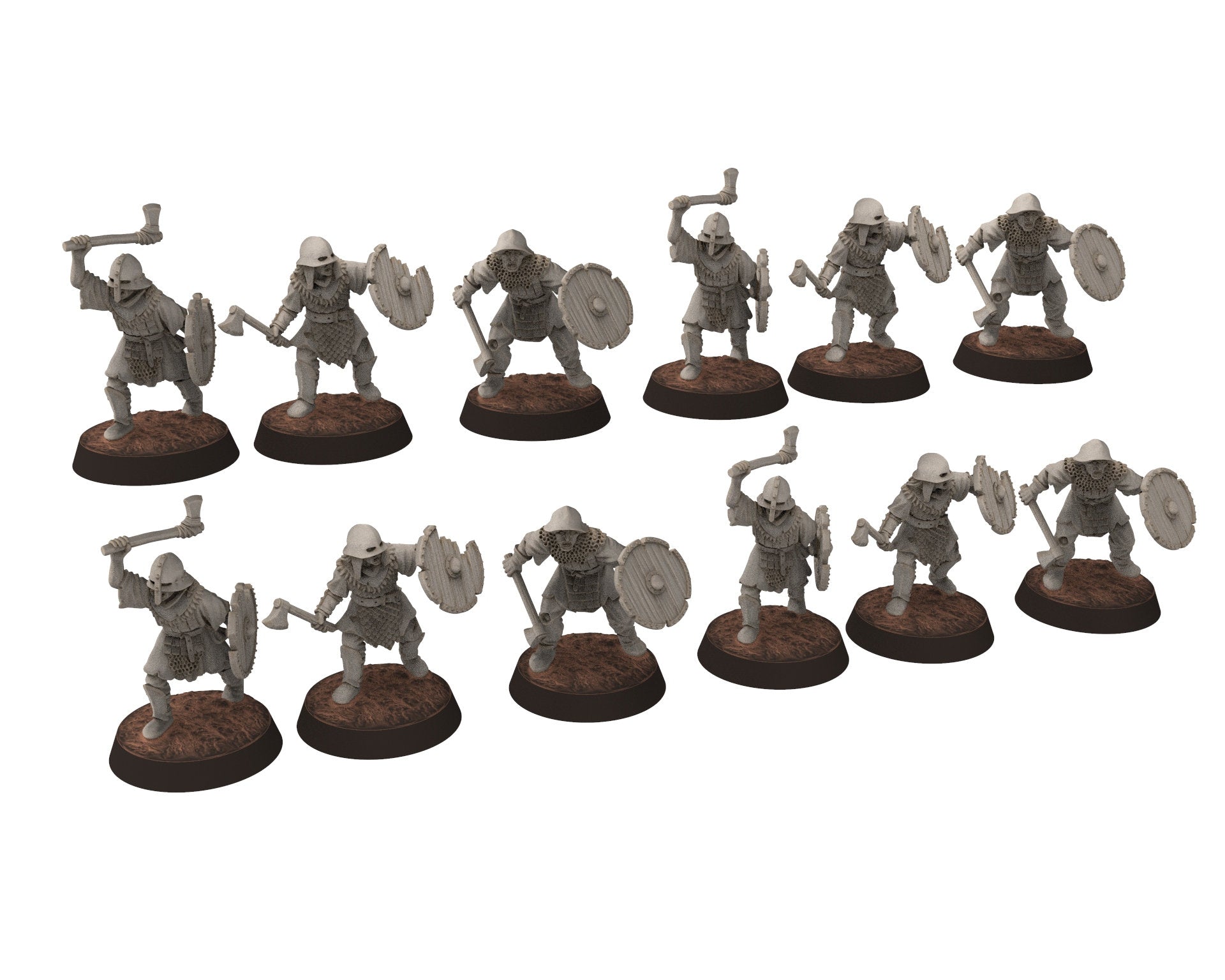 Orc horde - Orcs with 2 Handed Hammer infantry, Orc warriors warband, Middle rings miniatures for wargame D&D, Lotr... Medbury miniatures