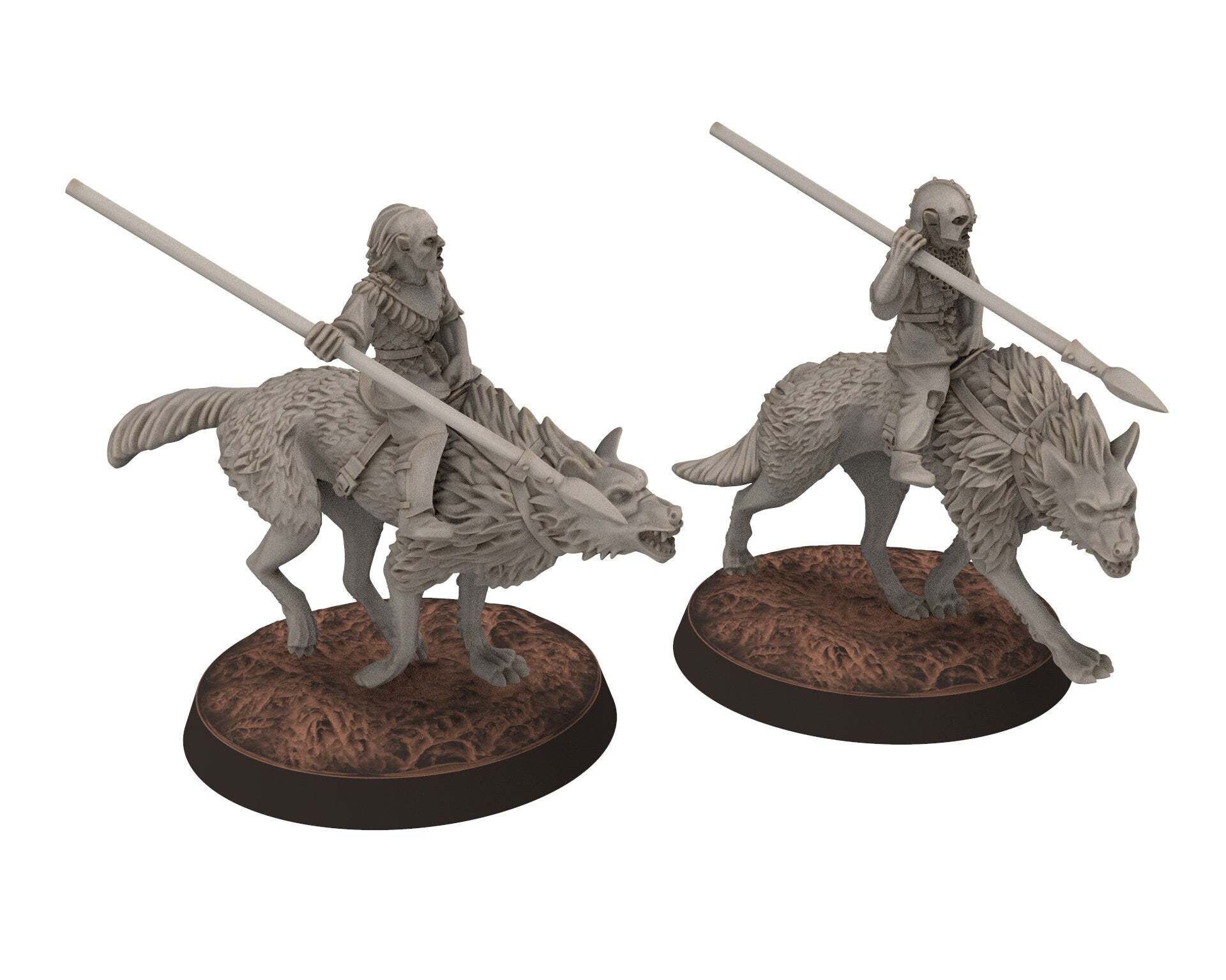 Orc horde - Orc wolves Riders with Spears, Orc warriors warband, Middle rings miniatures for wargame D&D, Lotr... Medbury miniatures