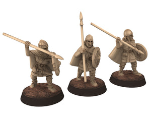 Vendel Era - Spearmen Warriors at rest, Germanic Tribe Warband, 7 century, miniatures 28mm for wargame Historical... Medbury miniature