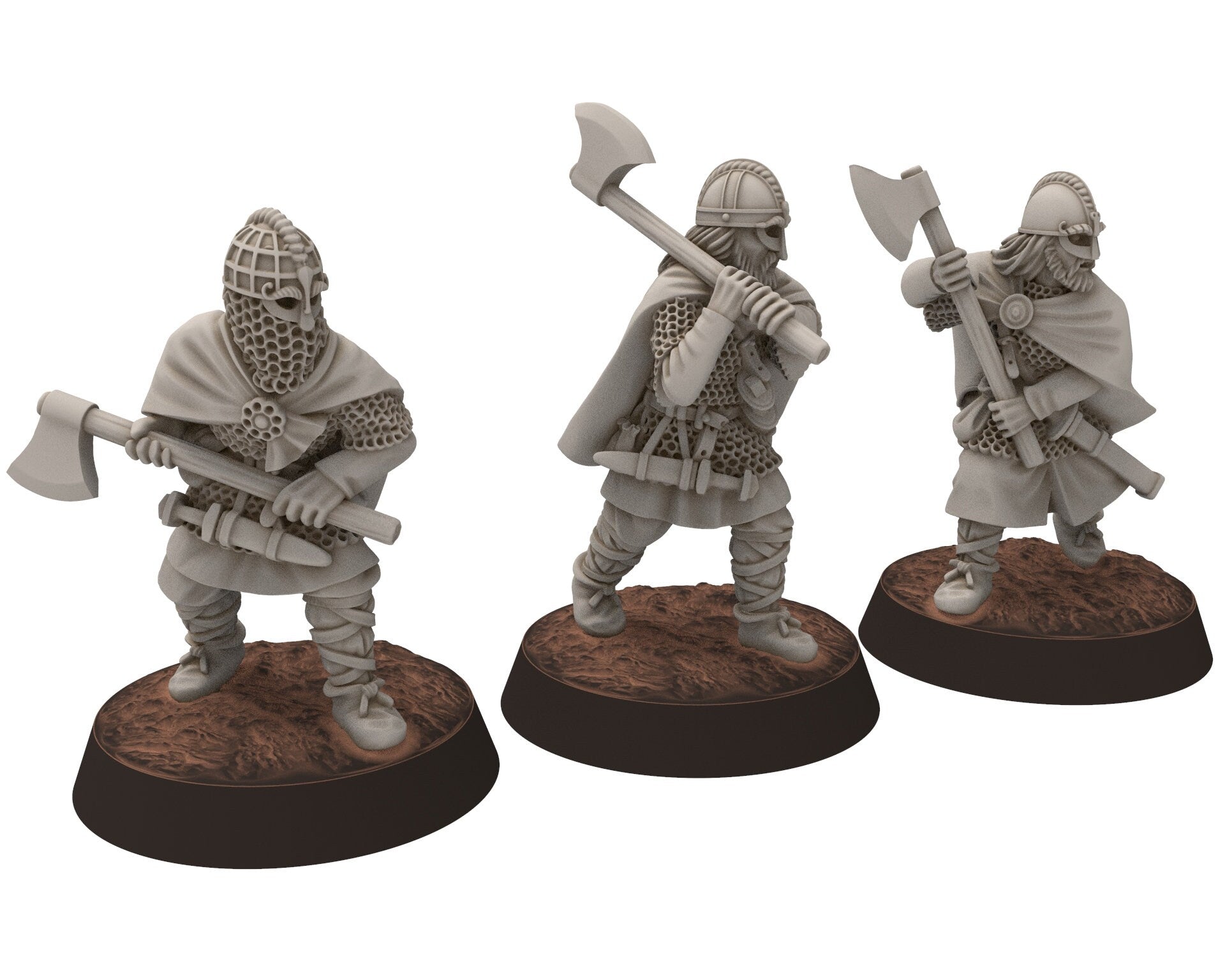 Wildmen - Wildmen heavy Axemen with larges Axes, Dun warriors warband, Middle rings miniatures for wargame D&D, Lotr... Medbury miniatures