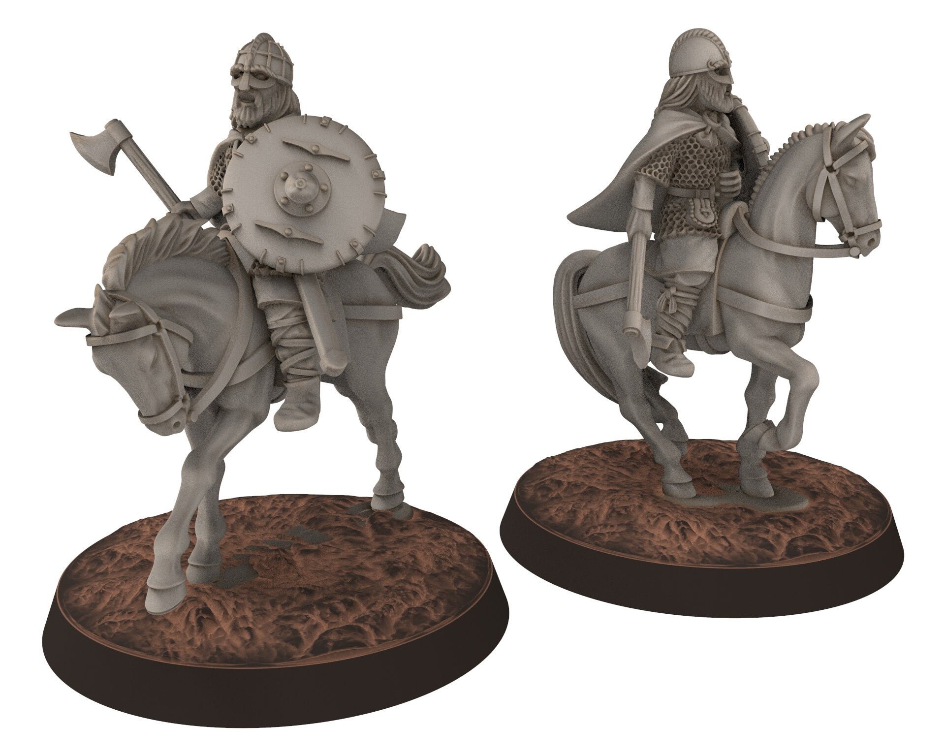 Wildmen - x18 Warhorses, Wildmen - Rohan Cavalry, Dun warriors warband, Middle rings miniatures for wargame D&D, Lotr... Medbury miniatures