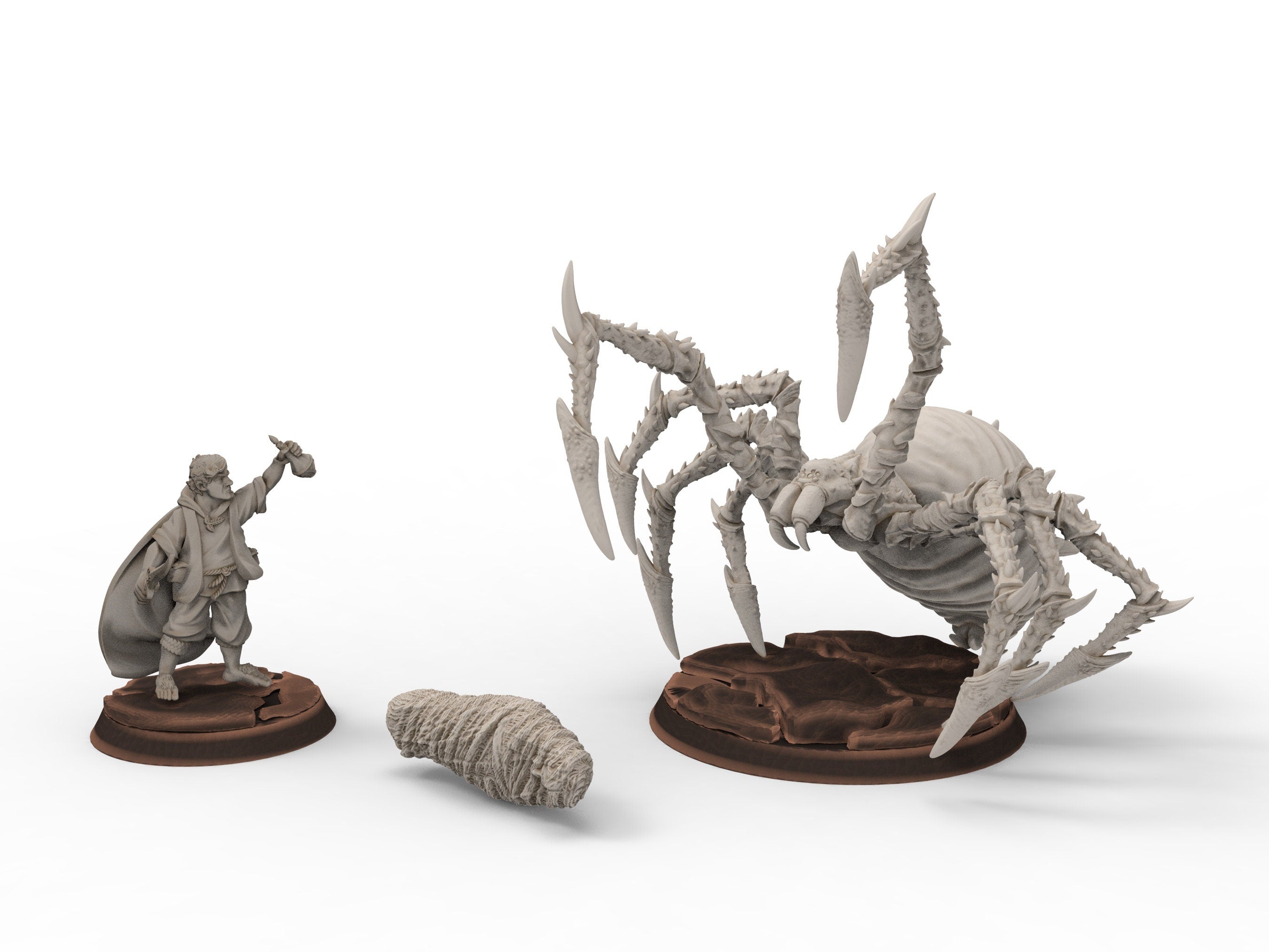 Halfmen - Samuel the brave and the spider old Gnome Halfling, Middle rings miniatures , for Lotr, The Printing Goes Ever On