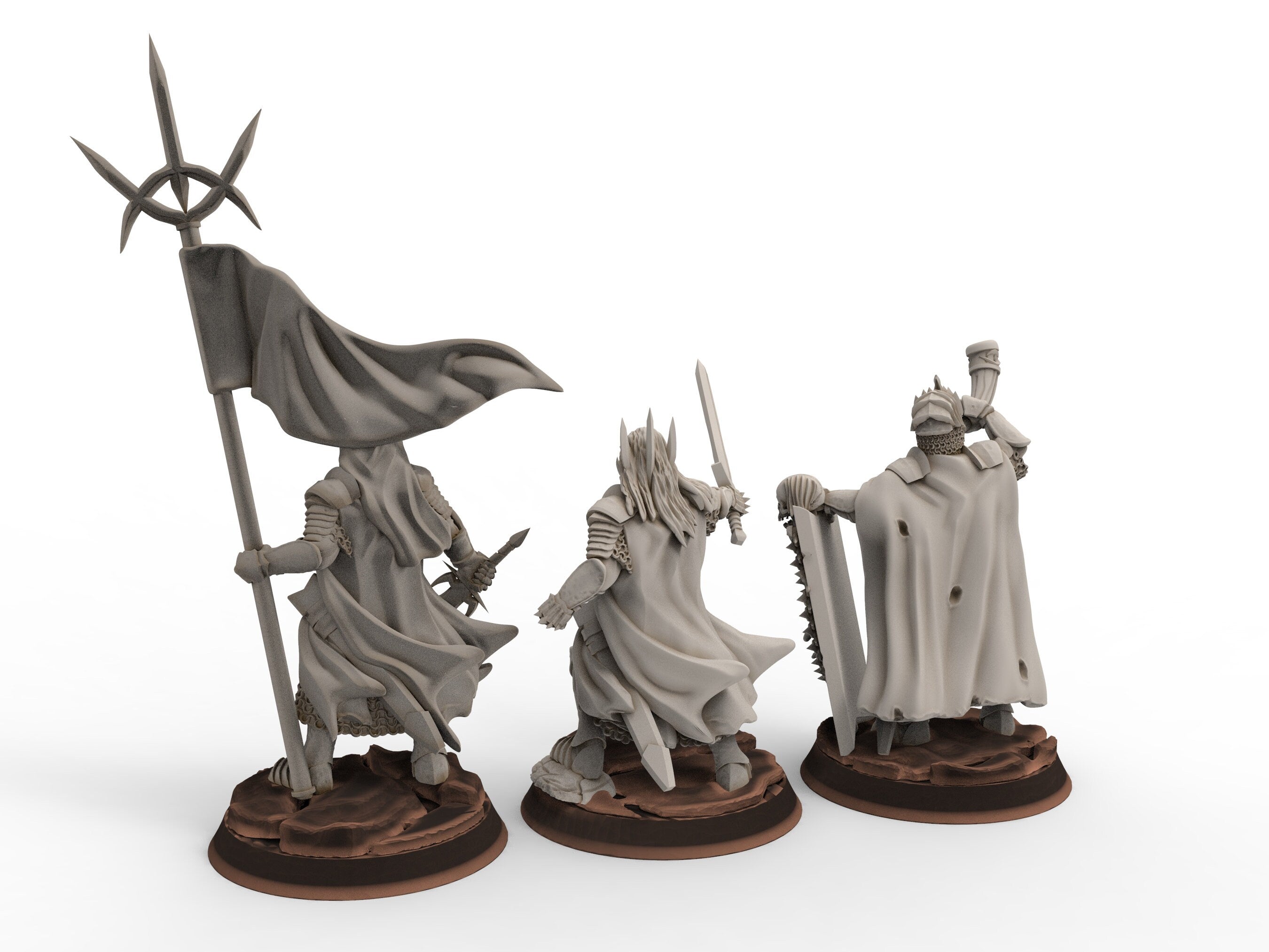 Orcs horde - Dark Souled Staff on Foot, ruins city river, Middle rings miniatures for wargame D&D, Lotr.. Khurzluk Miniatures