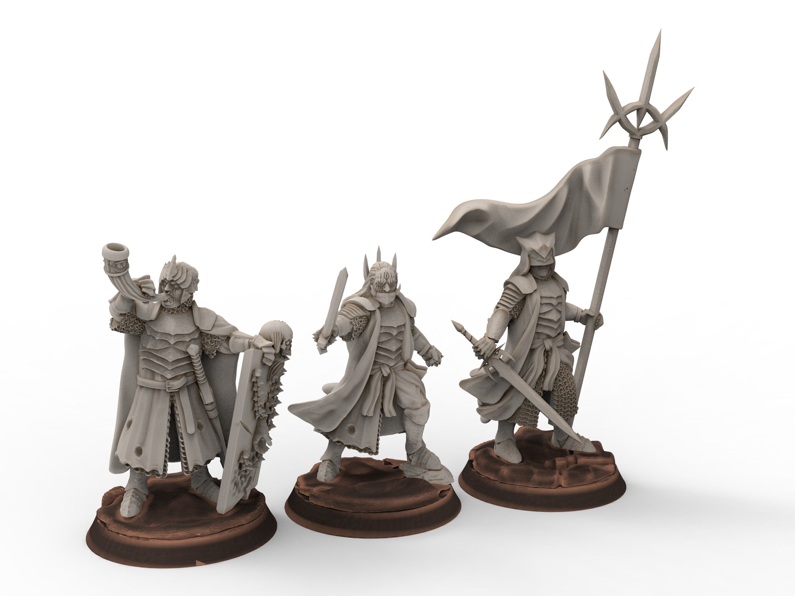 Orcs horde - Dark Souled Staff on Foot, ruins city river, Middle rings miniatures for wargame D&D, Lotr.. Khurzluk Miniatures