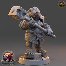 Load image into Gallery viewer, Bears warriors - Mercoria Tenfoot, The Wardens of Fury Peaks, daybreak miniatures, for Wargames, Pathfinder, Dungeons &amp; Dragons TTRPG
