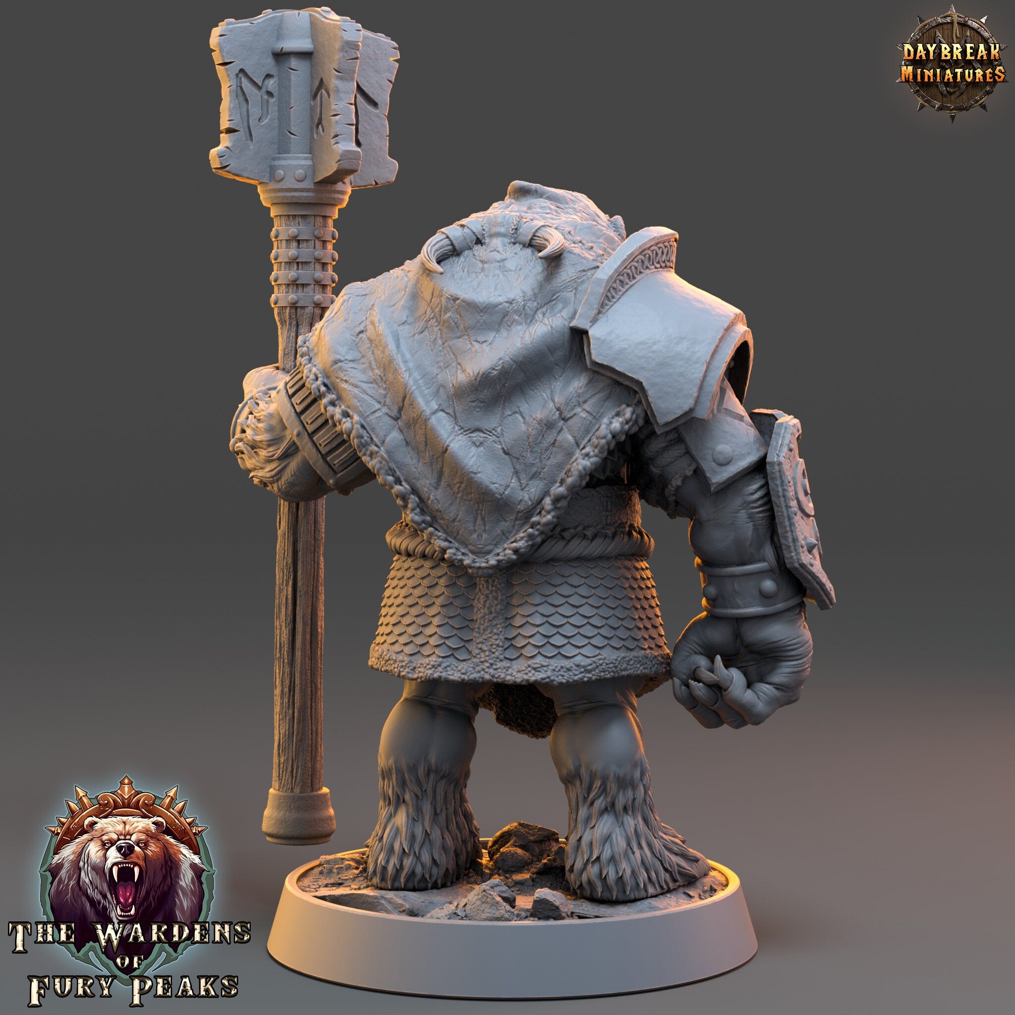 Bears warriors - Bernof Standfast, The Wardens of Fury Peaks, daybreak miniatures, for Wargames, Pathfinder, Dungeons & Dragons TTRPG