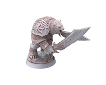 Load image into Gallery viewer, Bears warriors - Rana Ripclaw, The Wardens of Fury Peaks, daybreak miniatures, for Wargames, Pathfinder, Dungeons &amp; Dragons TTRPG
