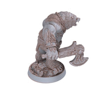 Load image into Gallery viewer, Bears warriors - Carnag Angman, The Wardens of Fury Peaks, daybreak miniatures, for Wargames, Pathfinder, Dungeons &amp; Dragons TTRPG
