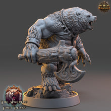 Load image into Gallery viewer, Bears warriors - Carnag Angman, The Wardens of Fury Peaks, daybreak miniatures, for Wargames, Pathfinder, Dungeons &amp; Dragons TTRPG
