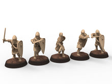 Load image into Gallery viewer, Medieval - Warriors at rest, 11th century, Medieval soldiers, 28mm Historical Wargame, Saga... Medbury miniatures
