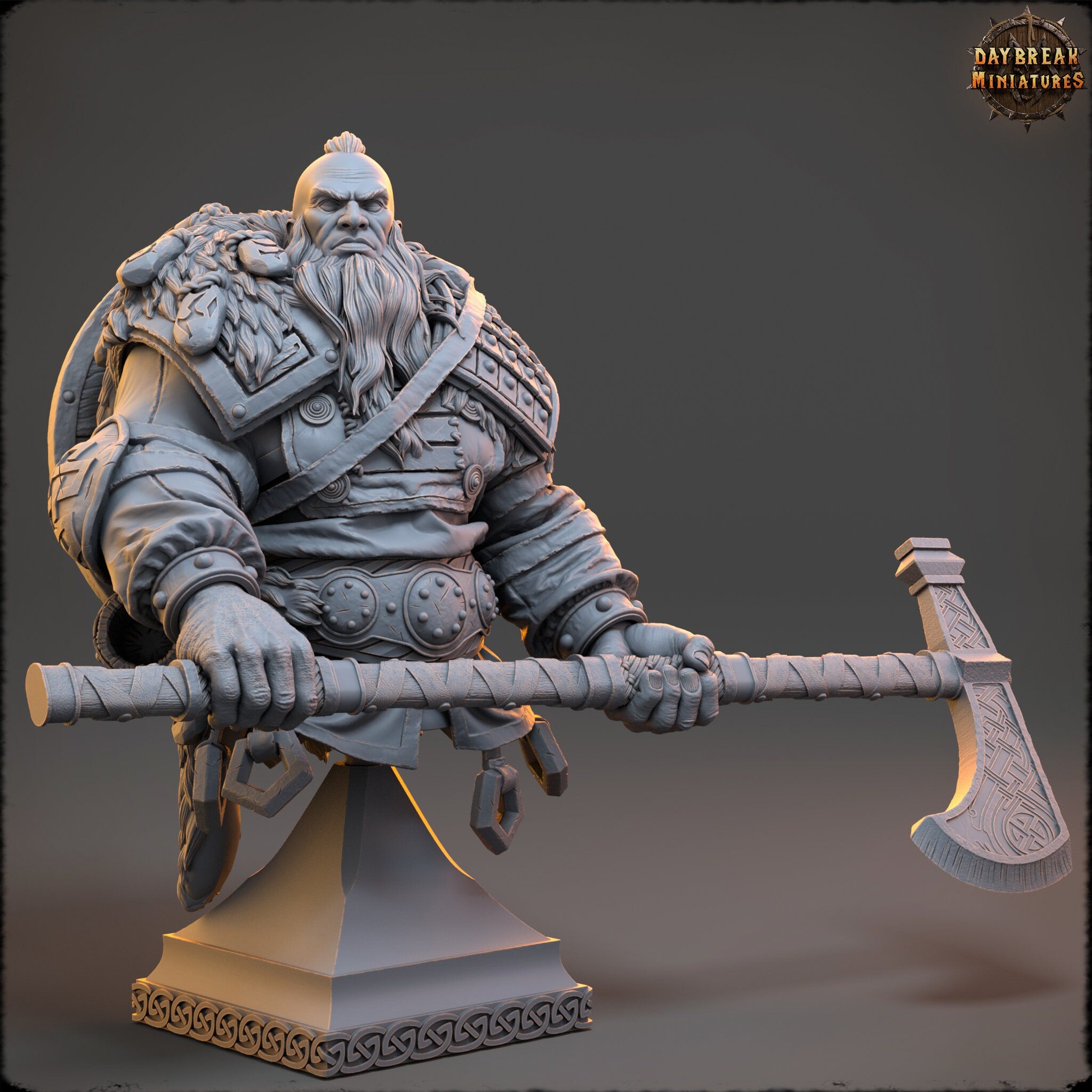 Bears warriors - Bust - Erik the Great, The Wardens of Fury Peaks, daybreak miniatures, for Wargames, Pathfinder, Dungeons & Dragons TTRPG