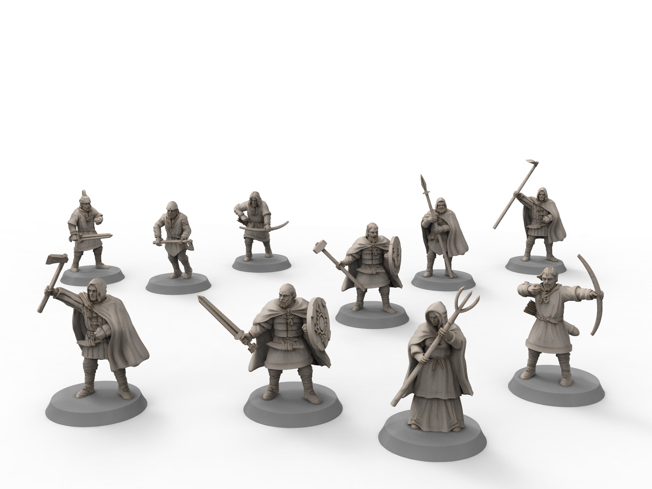 Rohan - Militia on foot, Kingdom of Rohan, the Horse-lords, rider of the mark, minis for wargame D&D, Lotr...