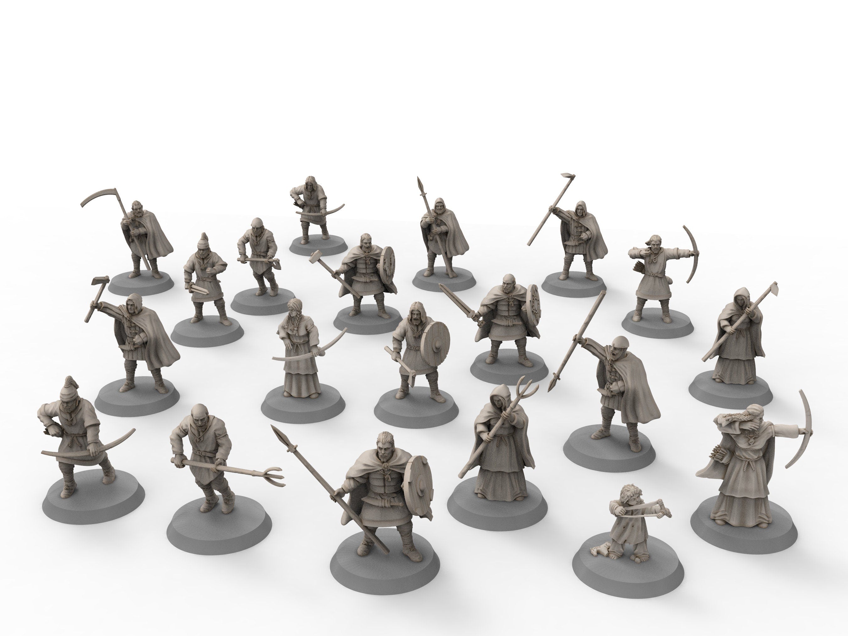 Rohan - Militia on foot, Kingdom of Rohan, the Horse-lords, rider of the mark, minis for wargame D&D, Lotr...