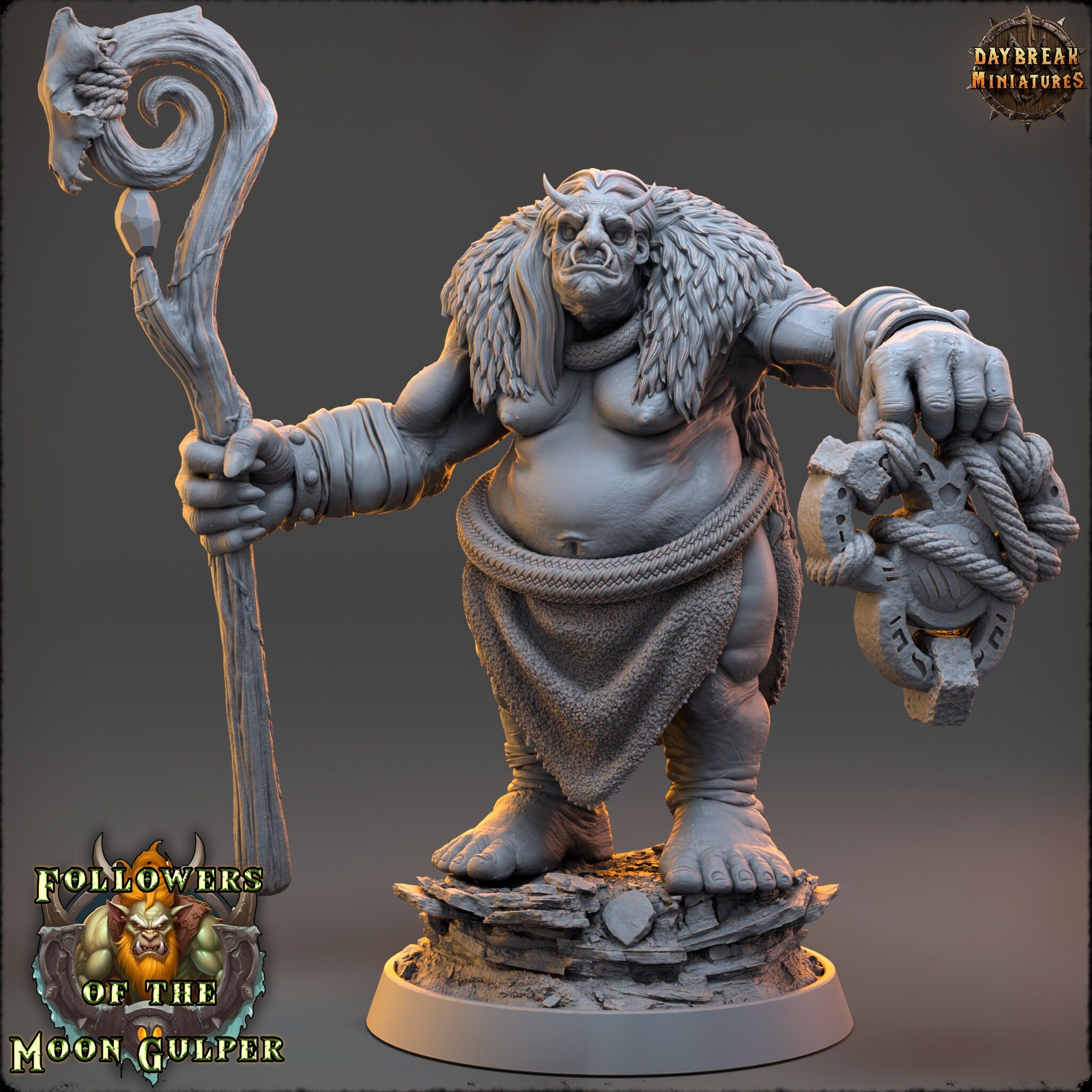 Ogre - Grook Moon Gulper Doublecrazzt, Followers of the Moon Gulper, daybreak miniatures, for Wargames, Pathfinder, Dungeons & Dragons TTRPG