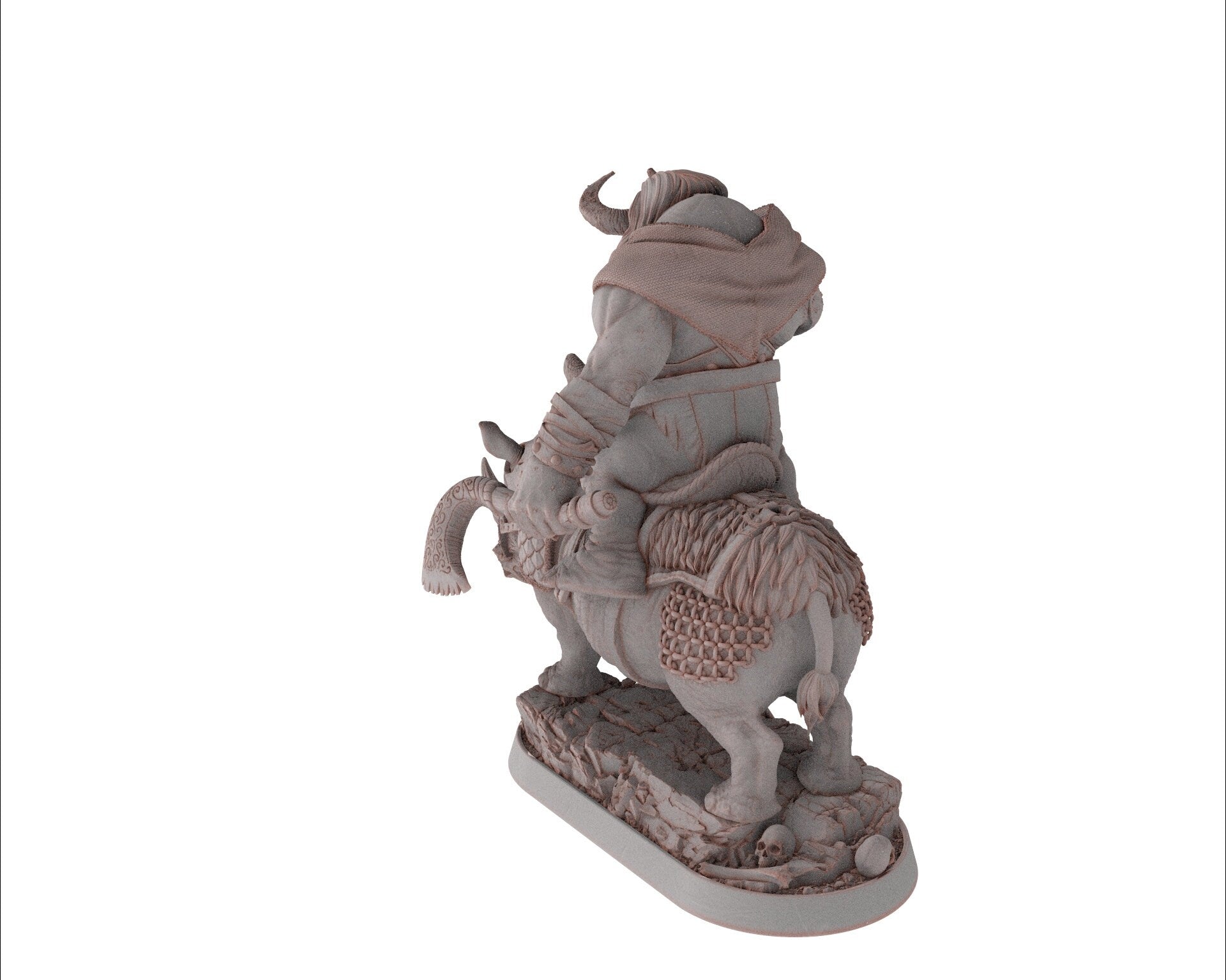 Ogre - Qaggercaz Trazbag on sewer rhino, Followers of the Moon Gulper, daybreak miniatures, for Wargames, Pathfinder, Dungeons Dragons TTRPG