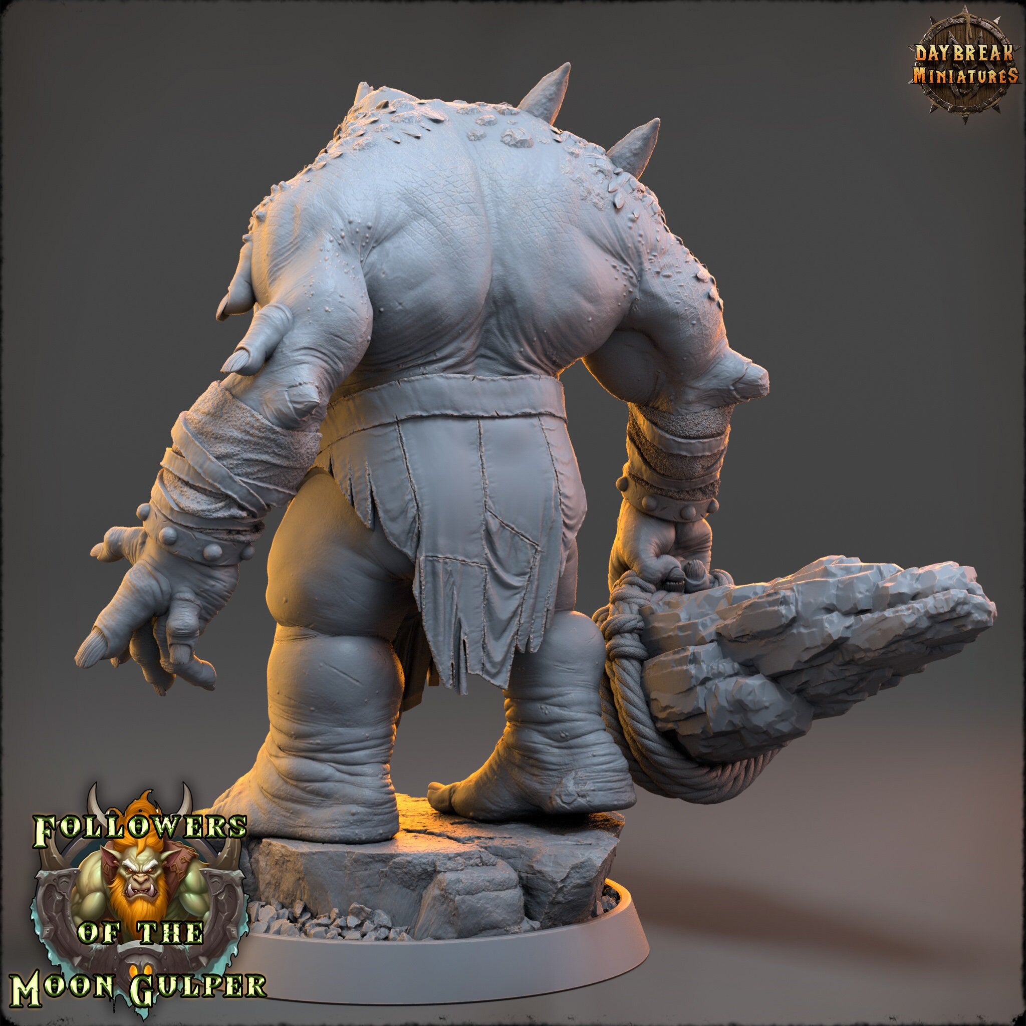 Ogre - The Stonecrack Brothers, Followers of the Moon Gulper, daybreak miniatures, for Wargames, Pathfinder, Dungeons & Dragons TTRPG