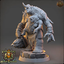 Load image into Gallery viewer, Ogre - The Stonecrack Brothers, Followers of the Moon Gulper, daybreak miniatures, for Wargames, Pathfinder, Dungeons &amp; Dragons TTRPG
