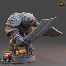 Load image into Gallery viewer, Bears warriors - Rana Ripclaw, The Wardens of Fury Peaks, daybreak miniatures, for Wargames, Pathfinder, Dungeons &amp; Dragons TTRPG
