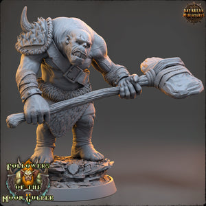 Ogre - Soldier - Zabadan Moshbreaker, Followers of the Moon Gulper, daybreak miniatures, for Wargames, Pathfinder, Dungeons & Dragons TTRPG