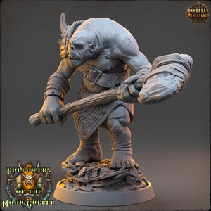 Ogre - Soldier - Zabadan Moshbreaker, Followers of the Moon Gulper, daybreak miniatures, for Wargames, Pathfinder, Dungeons & Dragons TTRPG