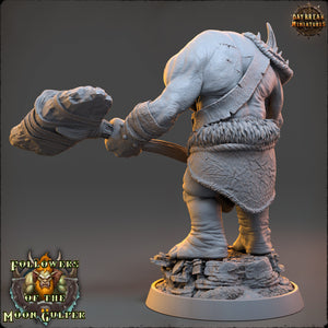 Ogre - Soldier - Zabadan Moshbreaker, Followers of the Moon Gulper, daybreak miniatures, for Wargames, Pathfinder, Dungeons & Dragons TTRPG