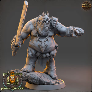Ogre - Cayark Ravenbrazz son , Followers of the Moon Gulper, daybreak miniatures, for Wargames, Pathfinder, Dungeons & Dragons TTRPG