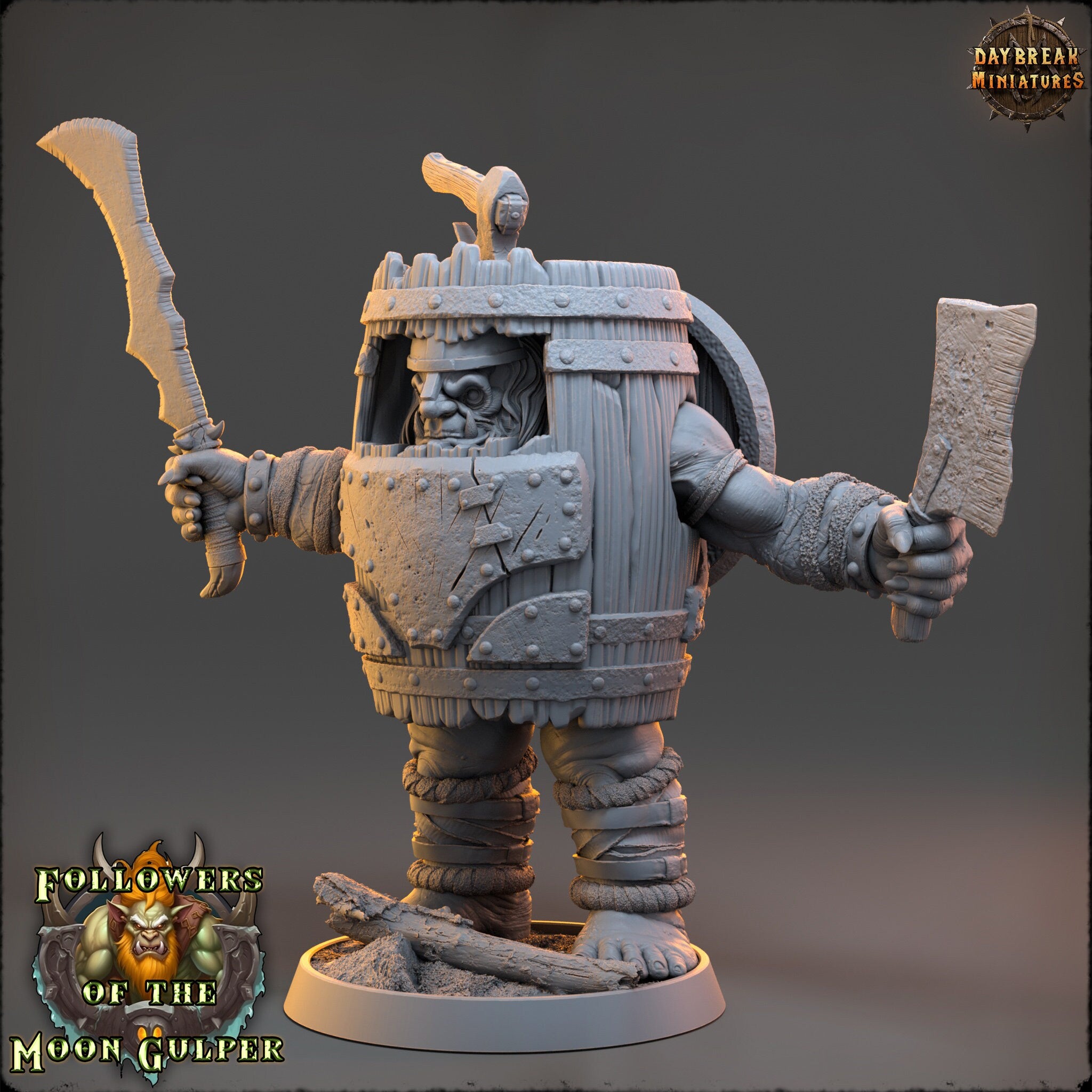 Ogre - Crong Badbarrel , Followers of the Moon Gulper, daybreak miniatures, for Wargames, Pathfinder, Dungeons & Dragons TTRPG