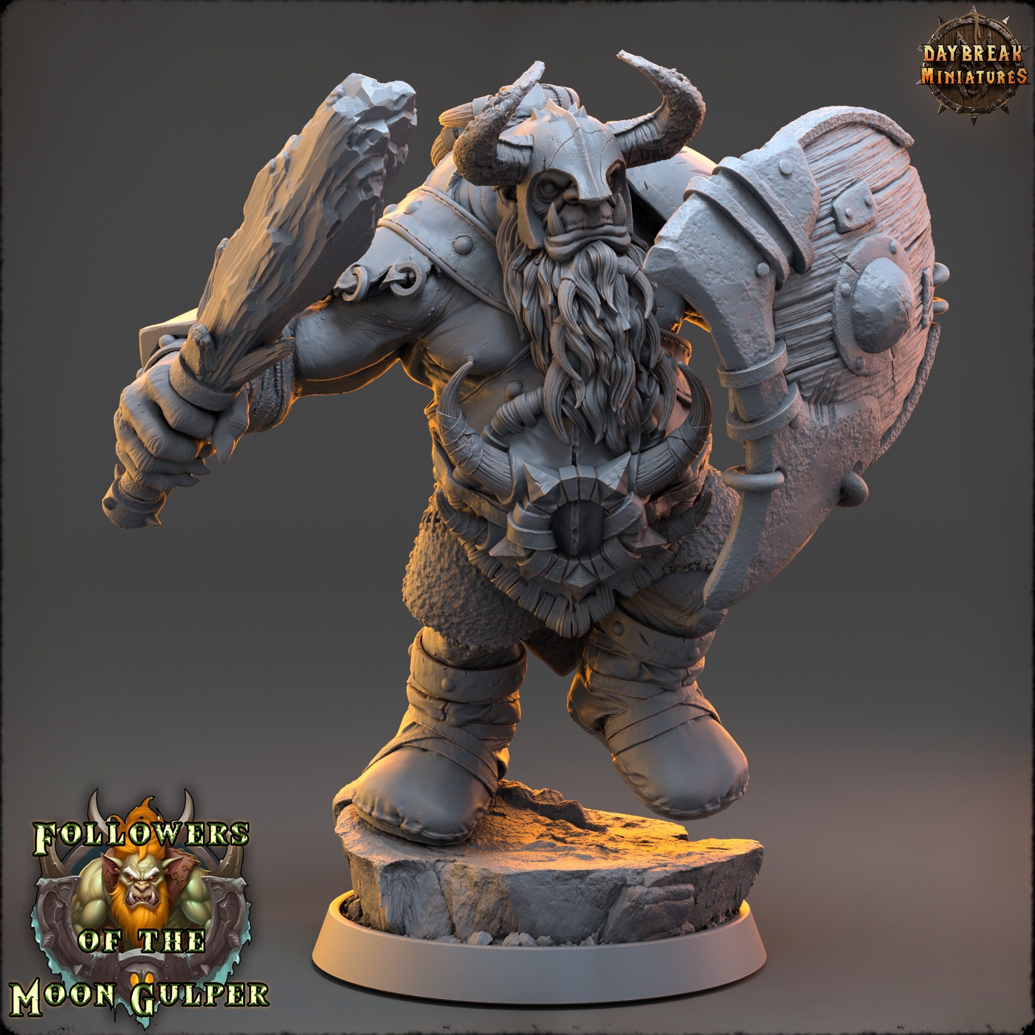 Ogre - Krombag Snapper, Followers of the Moon Gulper, daybreak miniatures, for Wargames, Pathfinder, Dungeons & Dragons TTRPG