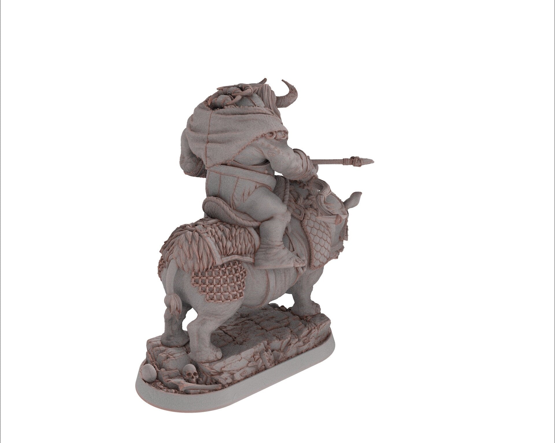 Ogre - Kshmeh Klatzmer on sewer rhino, Followers of the Moon Gulper, daybreak miniatures, for Wargames, Pathfinder, Dungeons & Dragons TTRPG