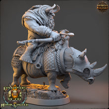 Charger l&#39;image dans la galerie, Ogre - Kshmeh Klatzmer on sewer rhino, Followers of the Moon Gulper, daybreak miniatures, for Wargames, Pathfinder, Dungeons &amp; Dragons TTRPG
