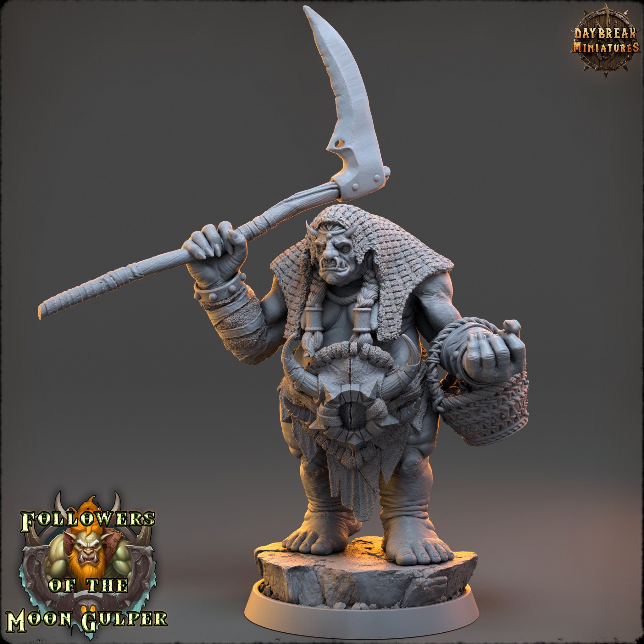 Ogre - Salty Boo Feggerer, Followers of the Moon Gulper, daybreak miniatures, for Wargames, Pathfinder, Dungeons & Dragons TTRPG