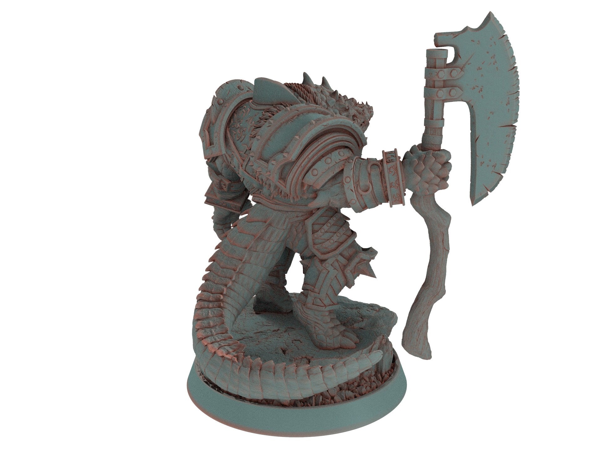 Crocodile warriors - Arnolf Boneblade - The Sharptails of Hacksaw River, daybreak miniatures, for Wargames, Pathfinder, Dungeons & Dragons