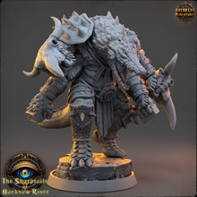 Load image into Gallery viewer, Crocodile warriors - Firstmate Cranmer - The Sharptails of Hacksaw River, daybreak miniatures, for Wargames, Pathfinder, Dungeons &amp; Dragons
