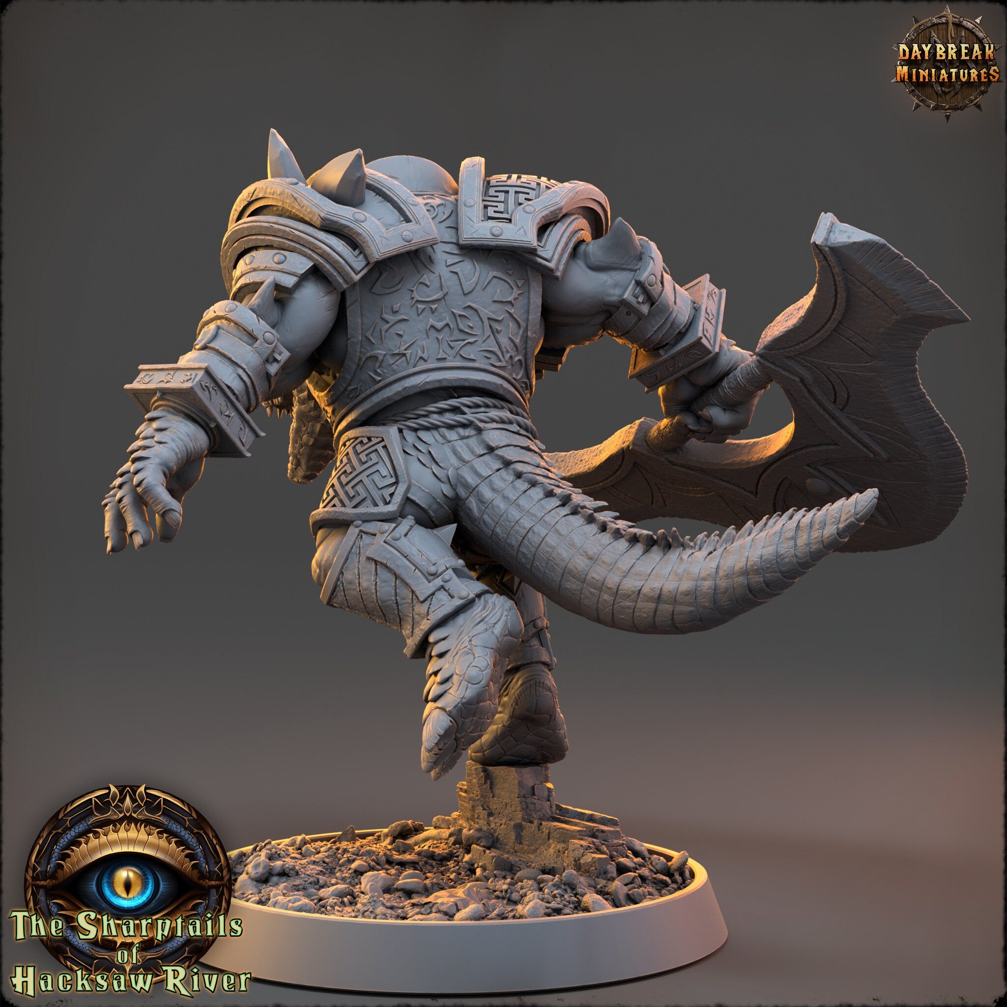 Crocodile warriors - Layton Crane - The Sharptails of Hacksaw River, daybreak miniatures, for Wargames, Pathfinder, Dungeons & Dragons