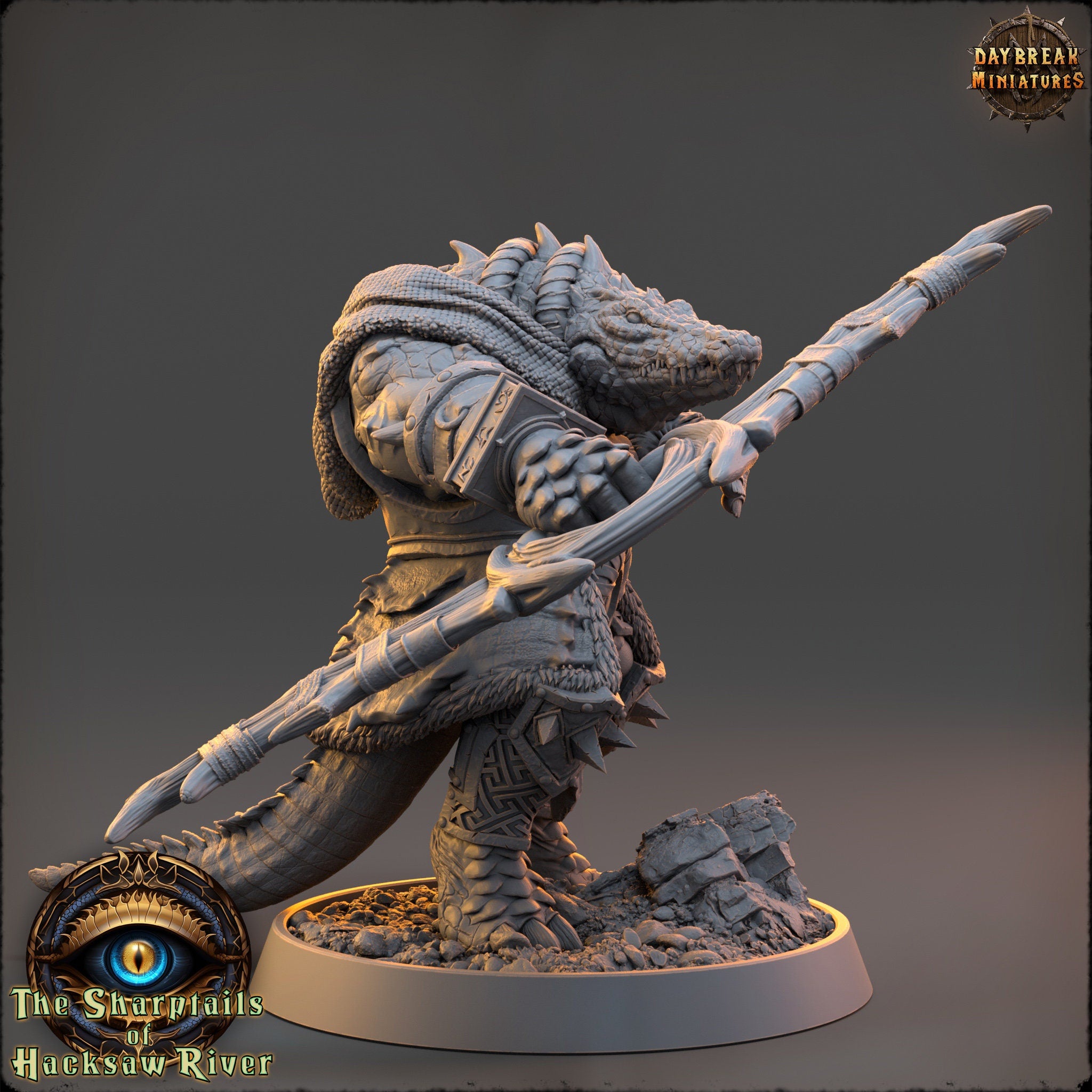 Crocodile warriors - Tungsten Pointmour - The Sharptails of Hacksaw River, daybreak miniatures, for Wargames, Pathfinder, Dungeons & Dragons